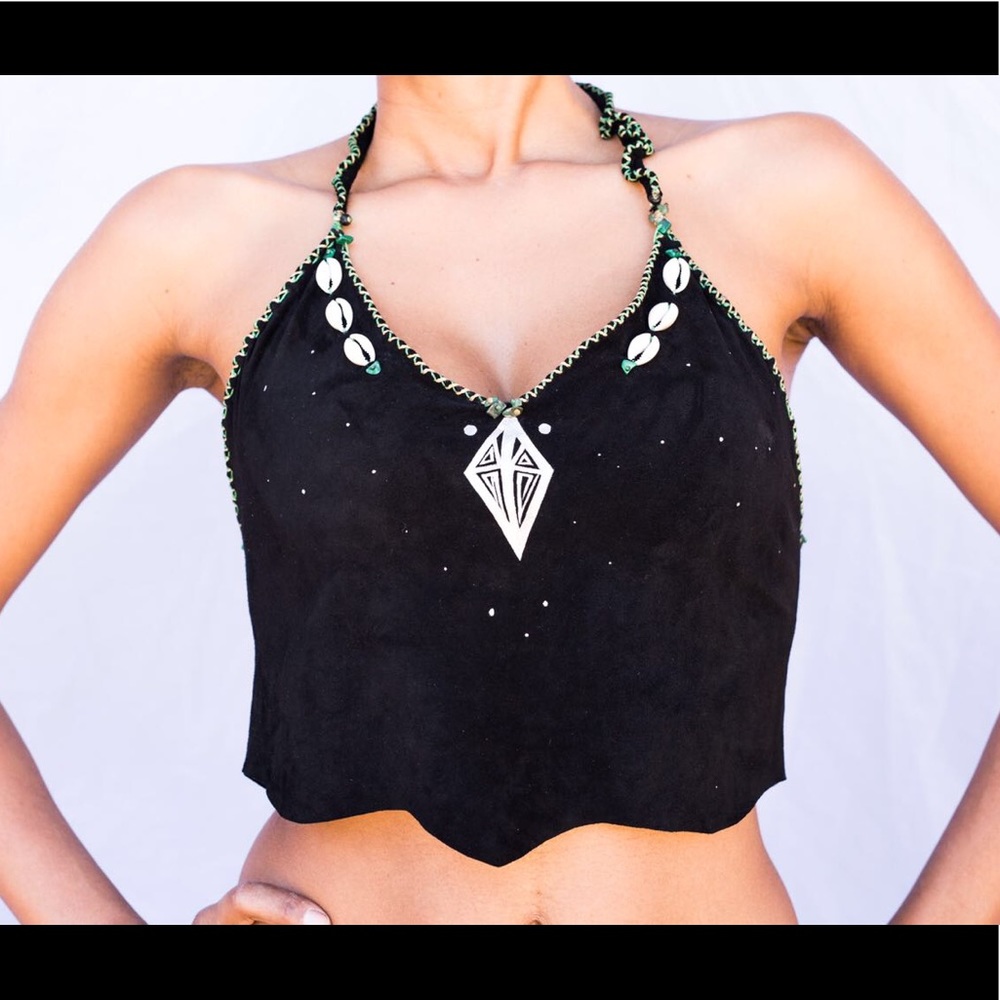 Top leather handmade hand painted